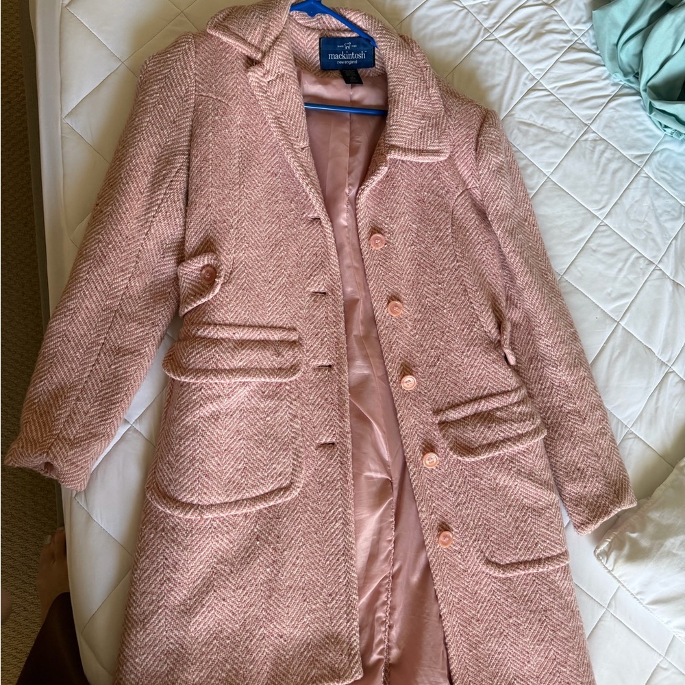 Elegant Wool Pink Teddy Pea Coat